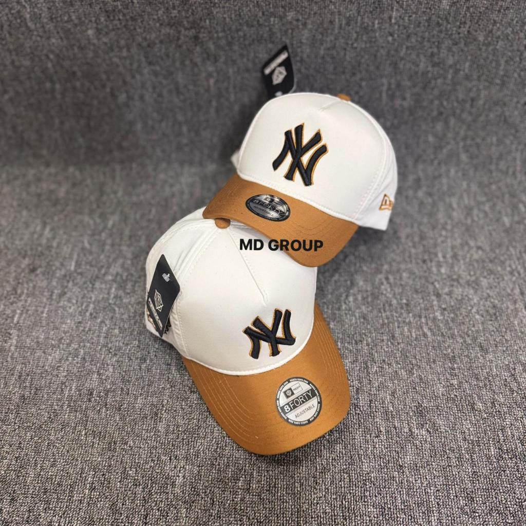 Topi Baseball NY Putih Coklat | 8Forty Adjustable | Topi Casual Pria Wanita