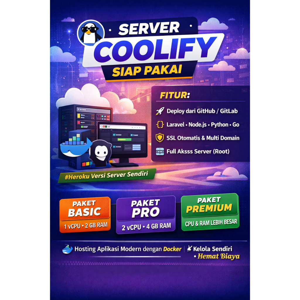 Server Hosting Coolify – Siap Pakai - Full Akses