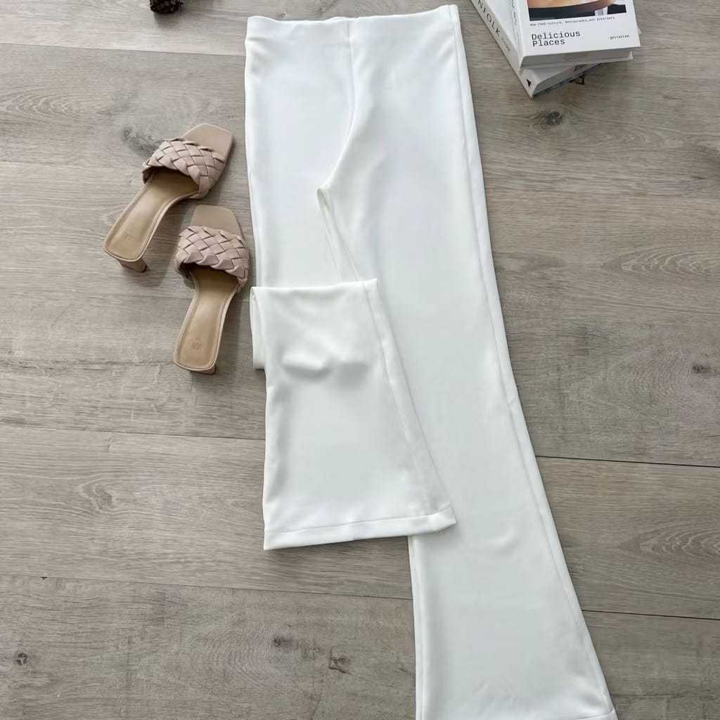 Putih Flare Pants - Highwaist Flare Pants - Highwaist Kulot Cutbray Wanita