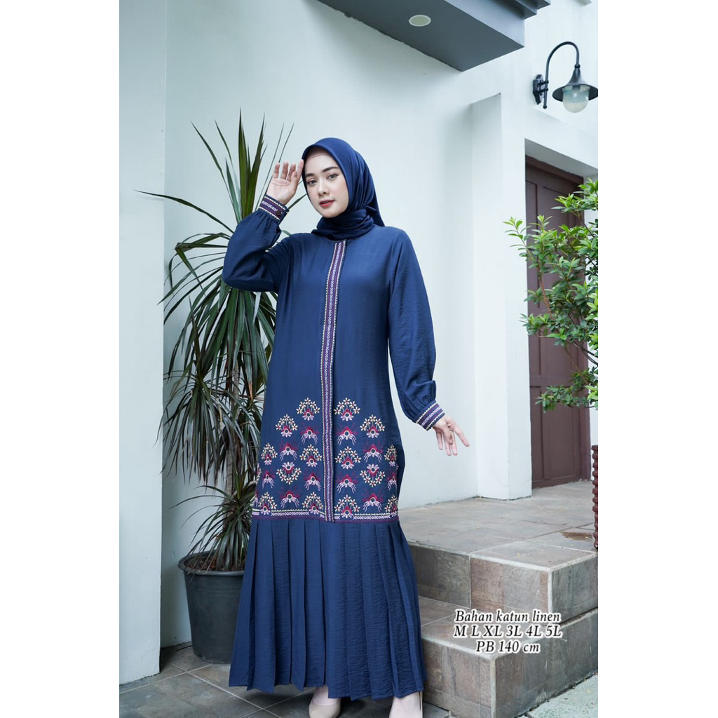 BAREZZI GAMIS TERBARU BAHAN LINEN POLOS LINEN//TERLARIS//TERPOPULER PESTA DRESS DEWASA MEWAH