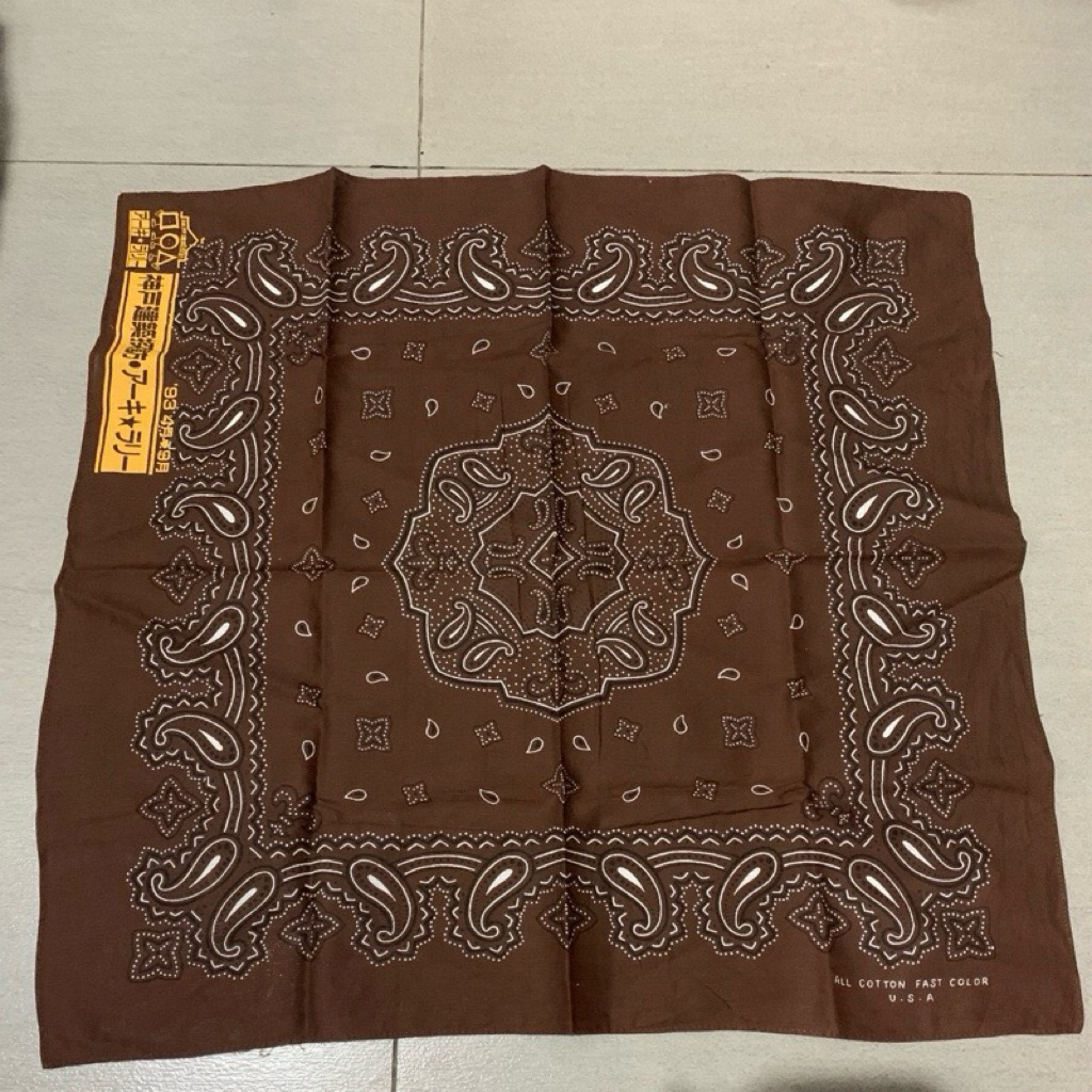 Bandana Paisley Dark Brown Made in USA Very Soft Cotton Import