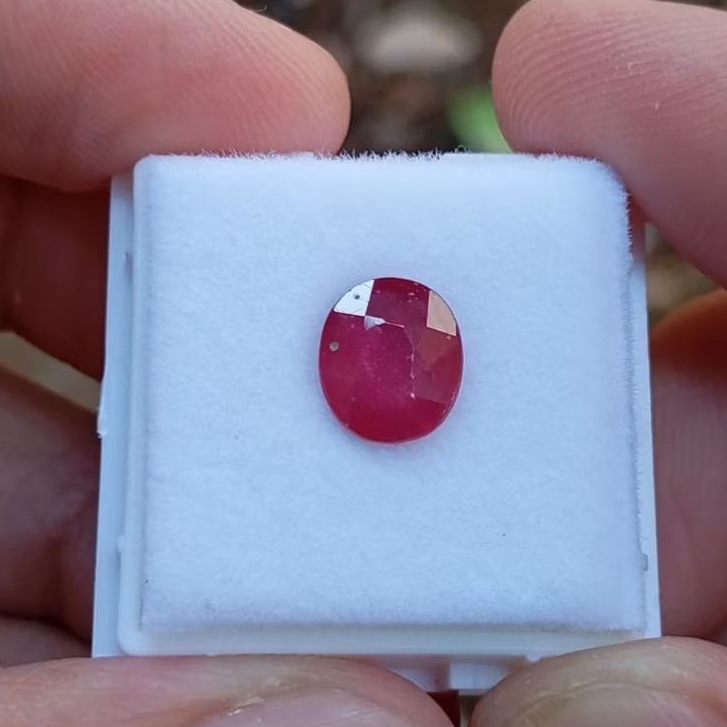 Batu permata natural red ruby + Memo GLI