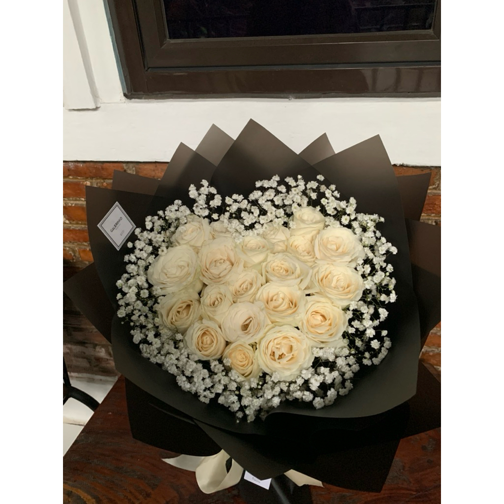 Buket bunga mawar putih | Buket mawar putih | Buket bunga fresh