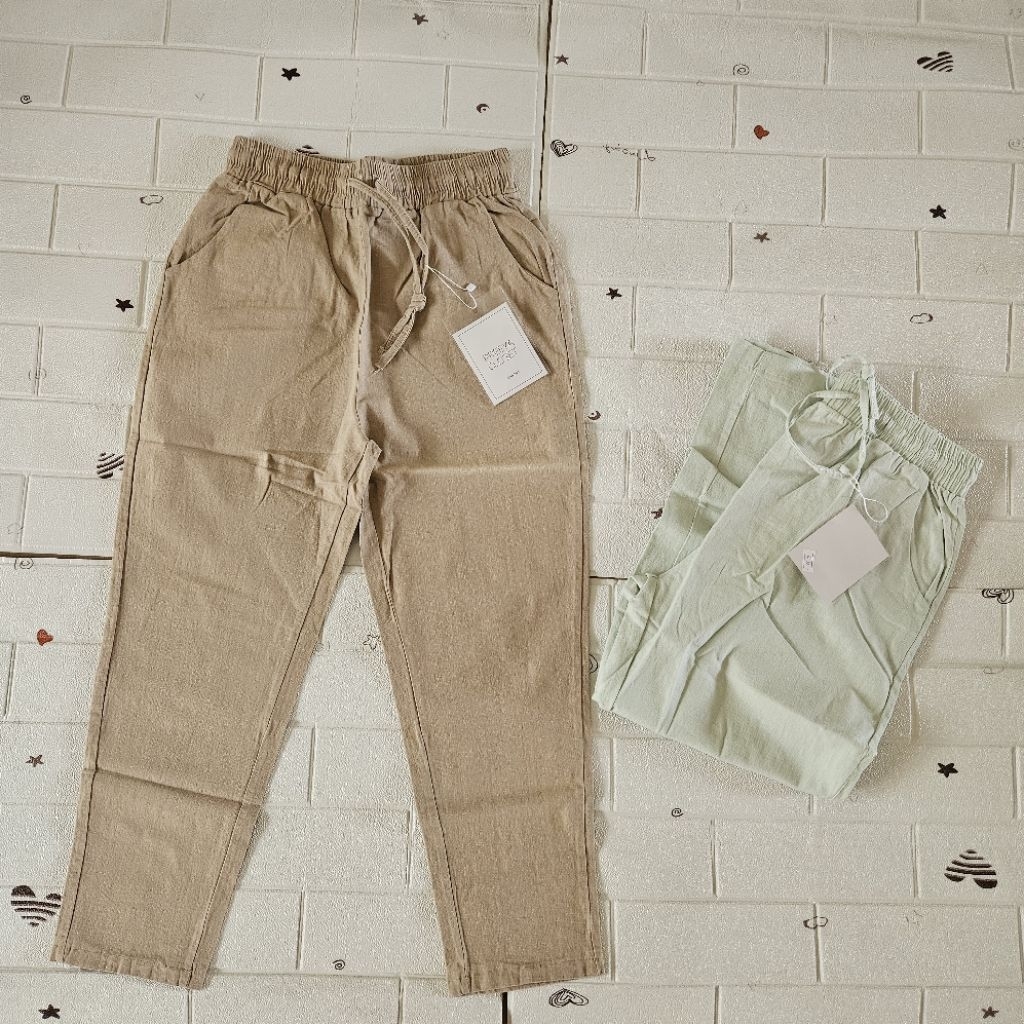 Celana 7/8 wanita PREEYA #6635 Bangkok bahan katun linen