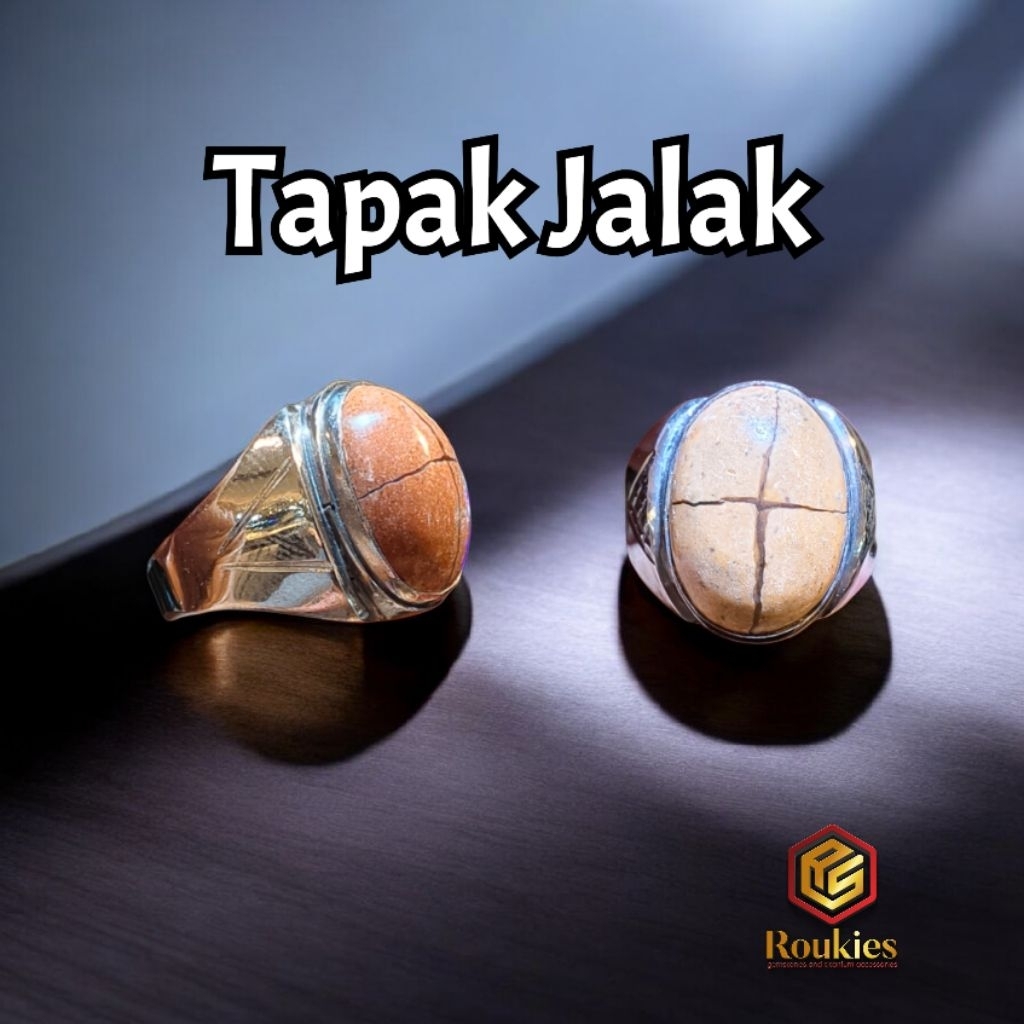 Cincin Batu Tapak Jalak Coklat Ring Baja/ Monel