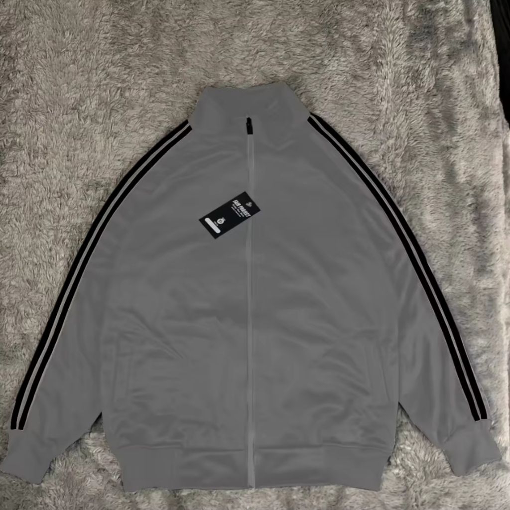The Zourney Jaket Tracktop Polos Grey Stripe Hitam Premium