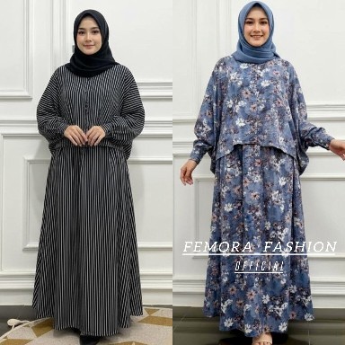 Femora Setelan rok wanita kekinian set fashion muslim / setelan rok jumbo ld 100 - 130
