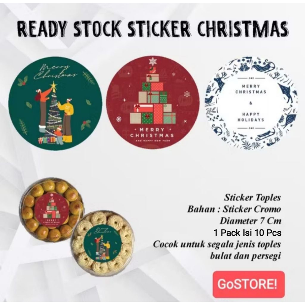 Stiker Natal / Sticker Natal Merry Christmas / Stiker Toples Natal