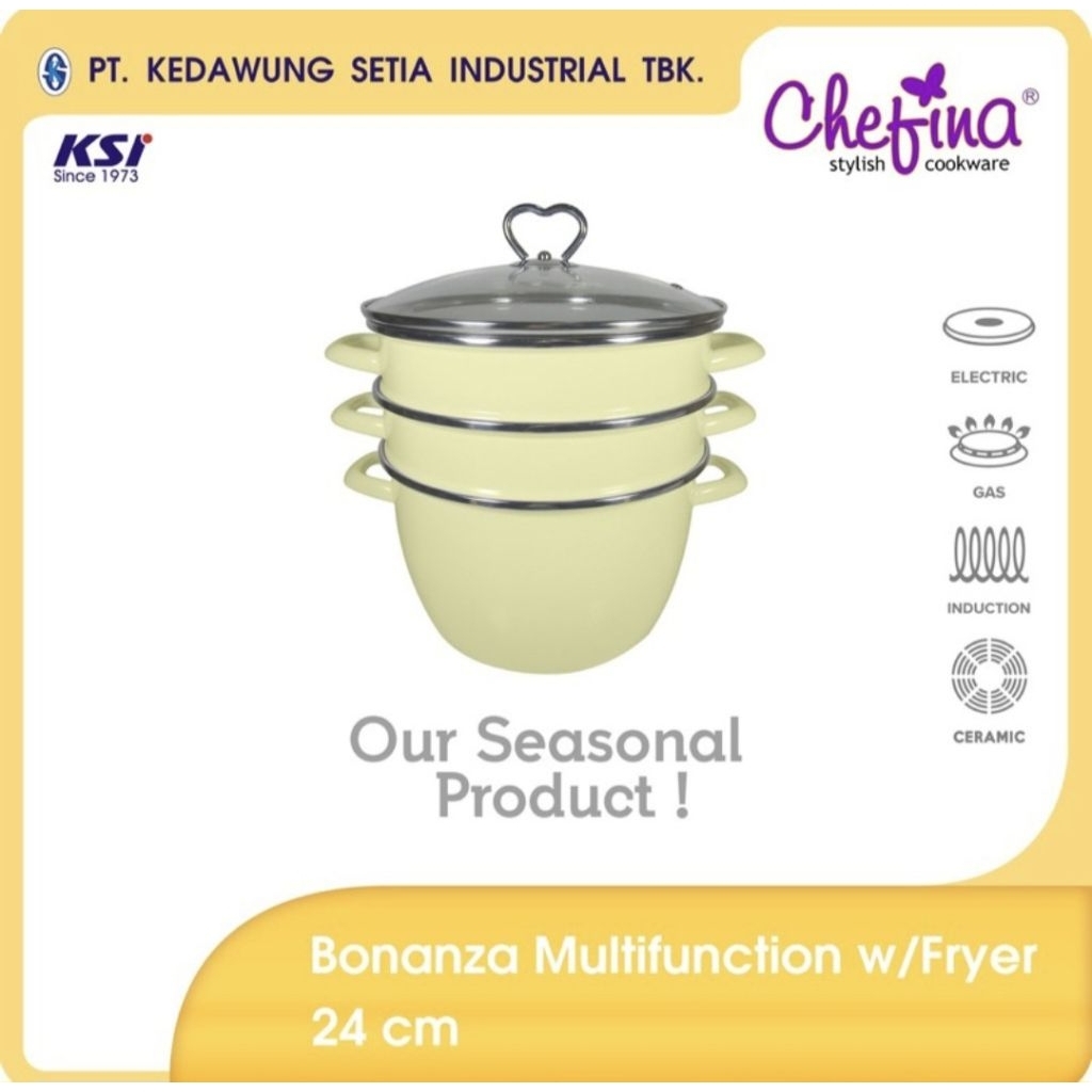 Panci Enamel Kukusan Steamer Bonanza