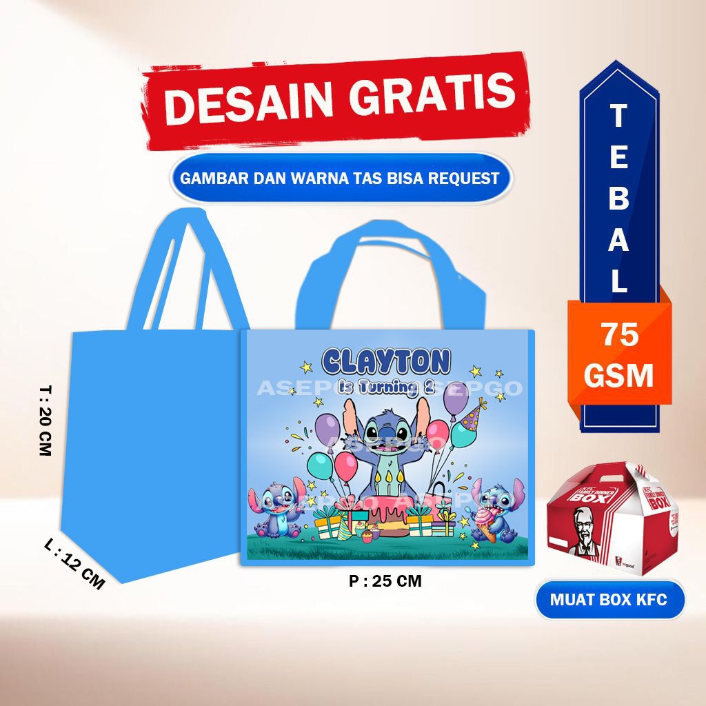 Tas Ultah Anak STITCH / Tas ultah anak murah / Tas ulang tahun Stitch