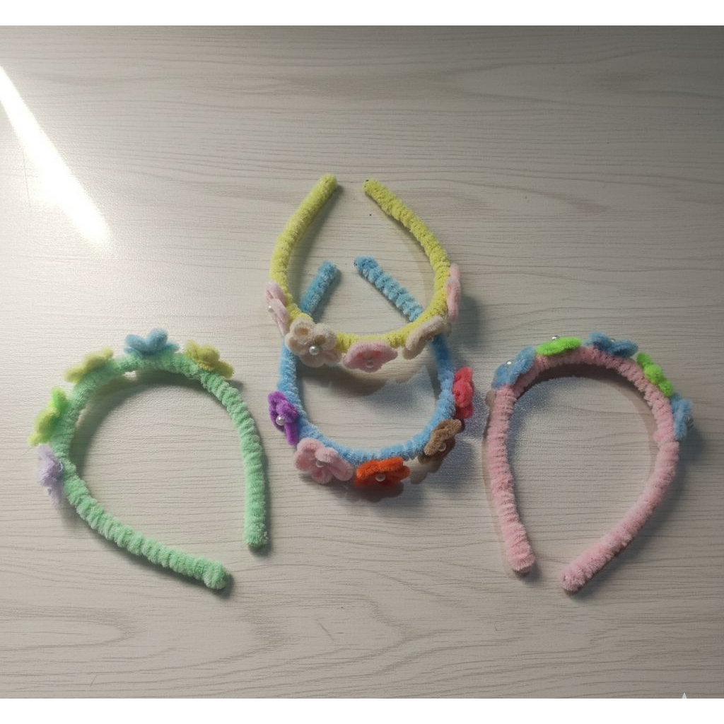 Bando Anak Bunga Kawat Bulu Dengan Hiasan Bunga Cantik Grosir Termurah