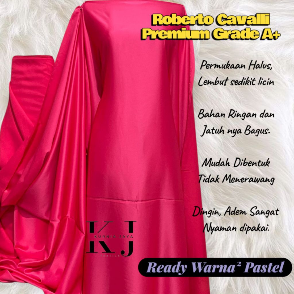 Kain Satin Roberto Cavalli Premium Grade A+ Bahan Kain Satin Roberto Cavally 100% Pure Silk - Adem, 