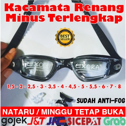Kacamata Renang Minus Custom 1.5 2 3 4 5 6 7 8