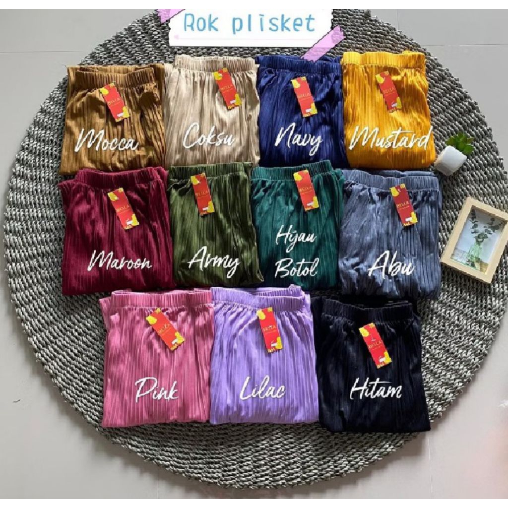 NF Rok plisket panjang rok plisket tali rok plisket kancing hyget
