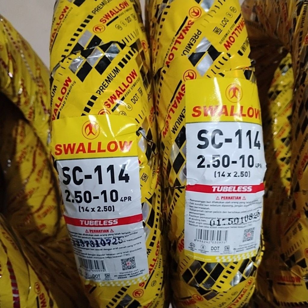 BAN LUAR SEPEDA LISTRIK UKURAN 14x2.50 SWALLOW TUBELES UNIVERSAL UKURAN 250-10
