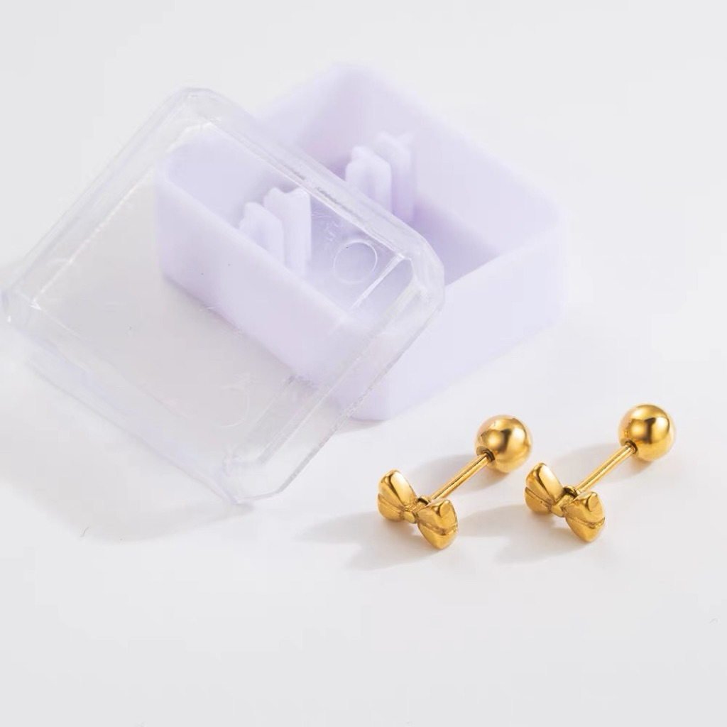 Anting Titanium Model Tindik pita Gold cantik