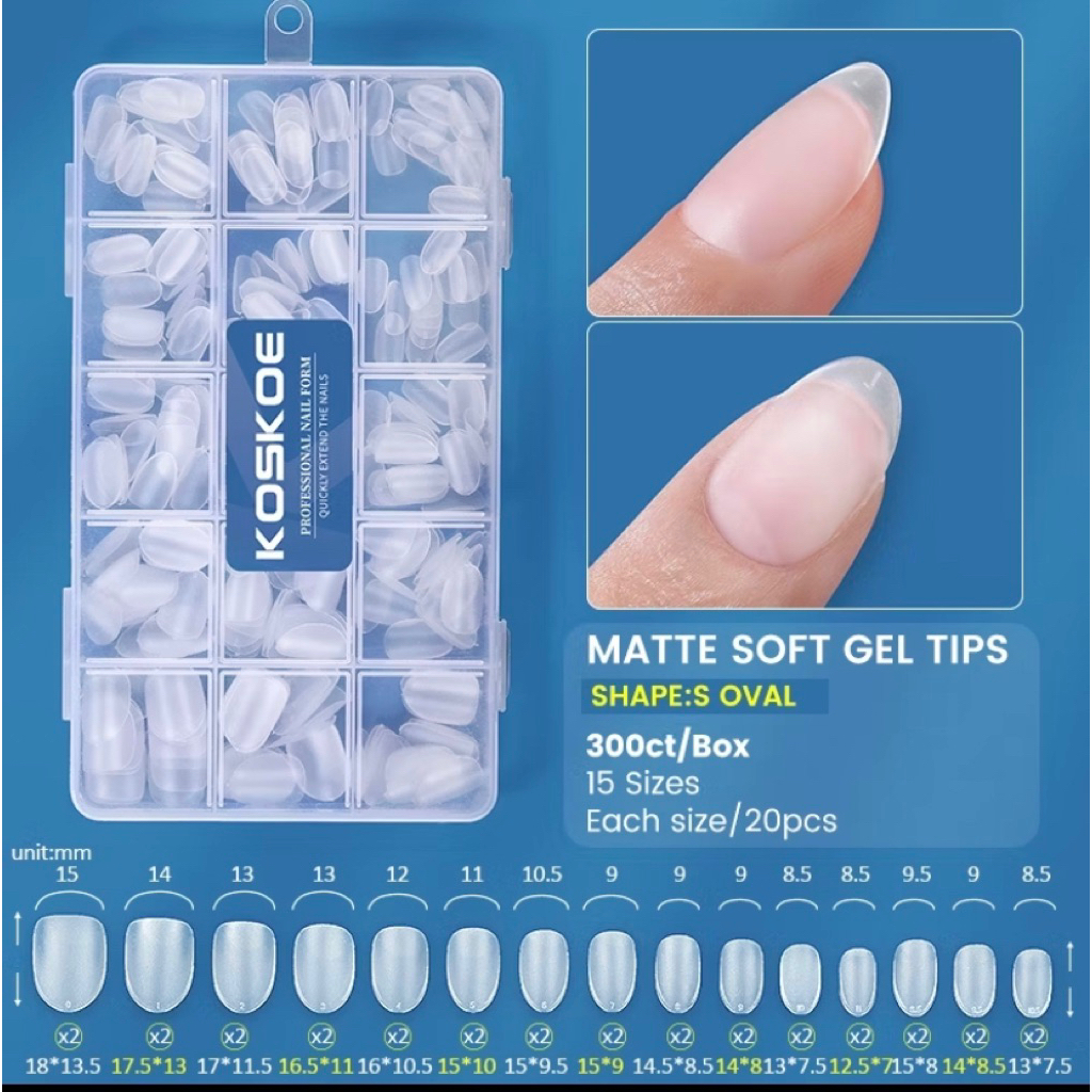KOSKOE SOFT GEL TIPS SHORT OVAL NOMOR 5