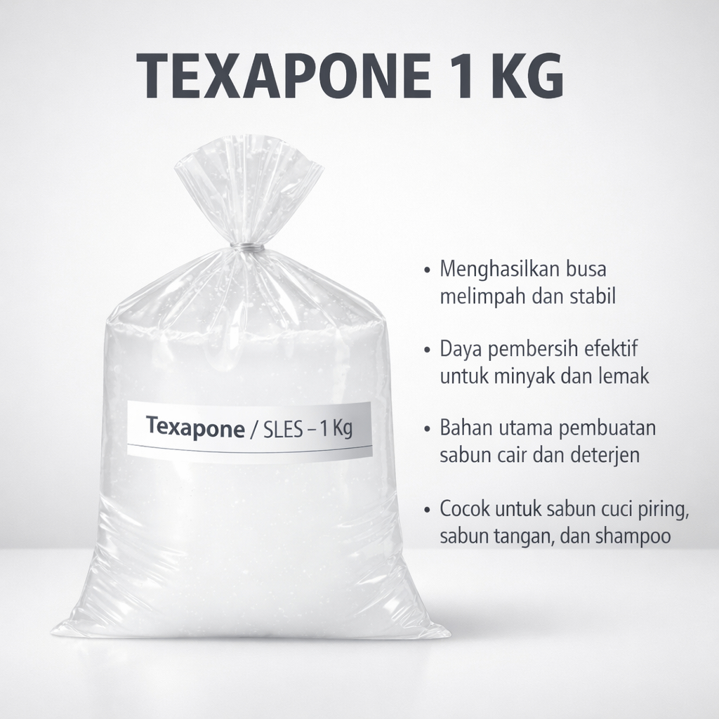 Texapone SLES 1 Kg – Bahan Sabun Cair, Deterjen & Cuci Piring