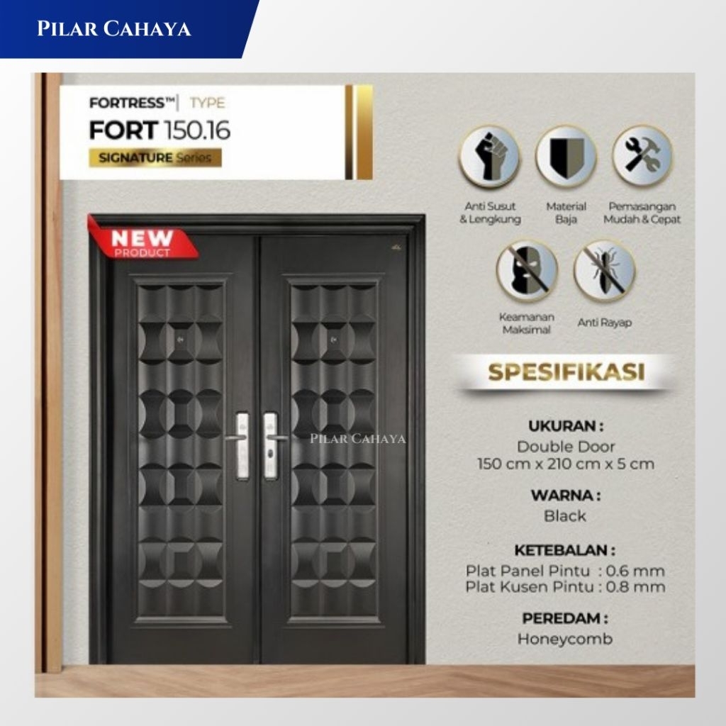 PINTU BAJA FORTRESS TYPE FORT 150.16 HITAM KUPU TARUNG UKURAN 150x210
