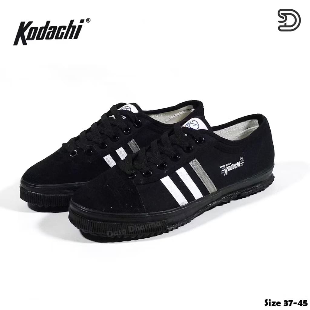SEPATU  KODACHI STRIPE3  8111 ORIGINAL TERBARU Casual shoes Sneakers Pria Hitam putih & Hitam Polos 