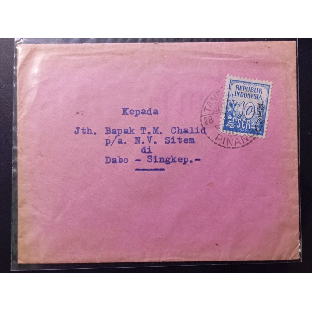 Sampul Lawas Dgn Prangko Ct.Riau 1956