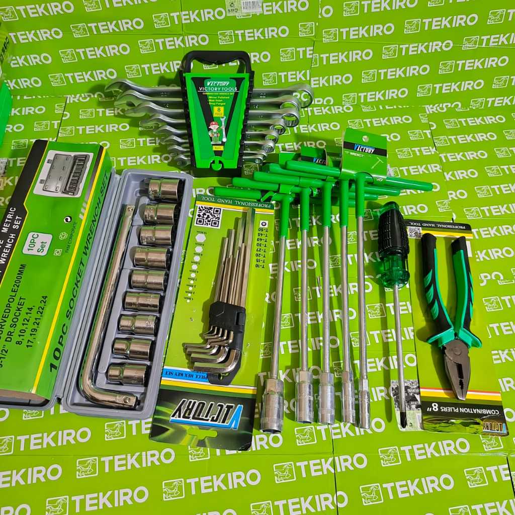 PROMO PAKET KUNCI 1 SET LENGKAP TOOL SET / Kunci Shock Sok Set 10pcs + Ring Pas Set + Kunci T Set 5 
