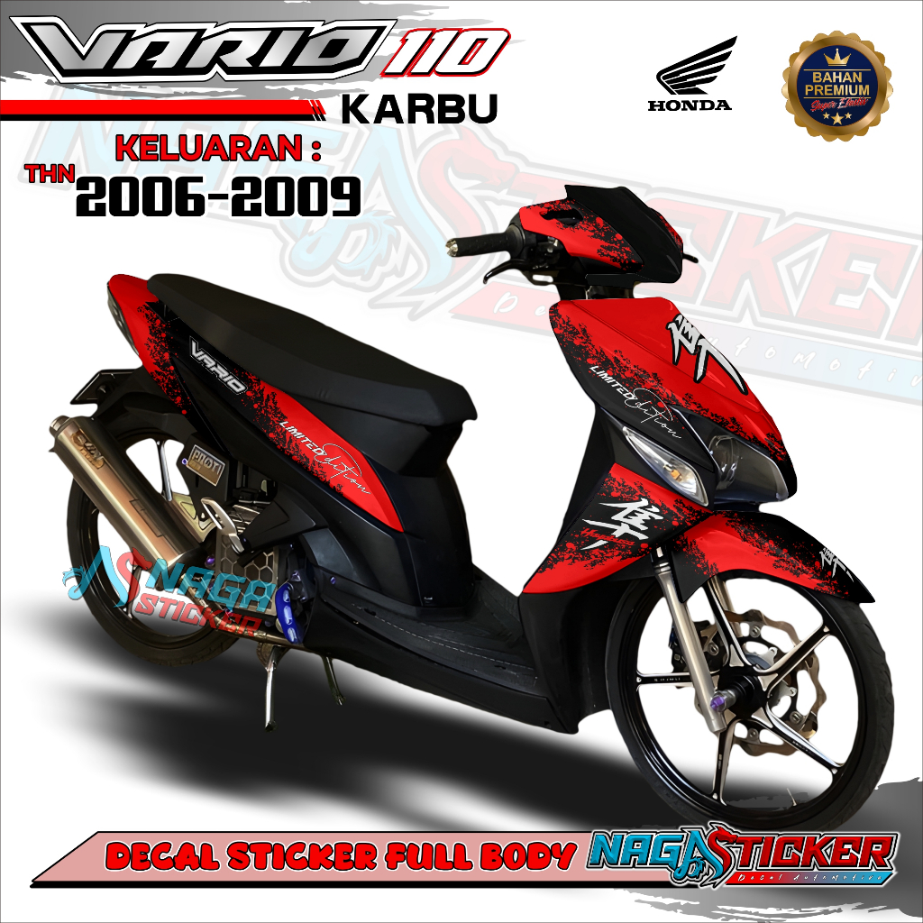 Decal Sticker Motor Full Body Honda Vario 110 Karbu 2006 Motif Hayabusa Kde VRK06 Desain Bisa Custom