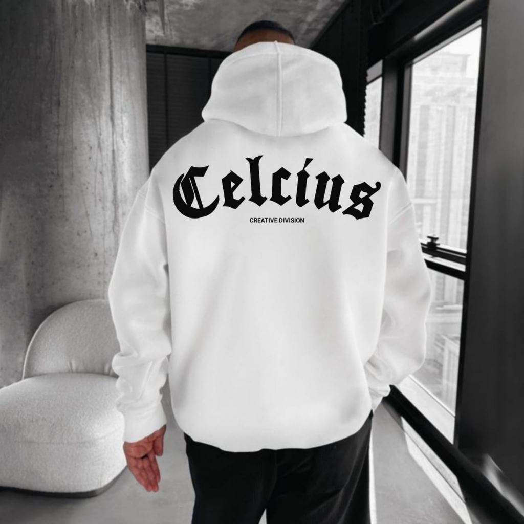 HOODIE CELCIUS CREATIVE DIVISION 023 SWEATER DISTRO PUTIH UNISEX TERBARU