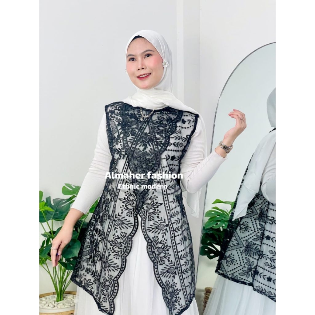 Outer Brokat Terbaru  /Vest Brokat Simple Kondangan /Outer Vest silang /Outer Cardigan Wanita /Baju 