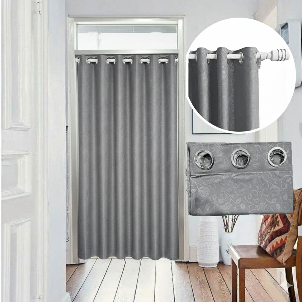 Gorden Pintu Jendela Smokring Motif Embos Minimalis Tirai Gorden Jendela Kamar Lebar 120cm