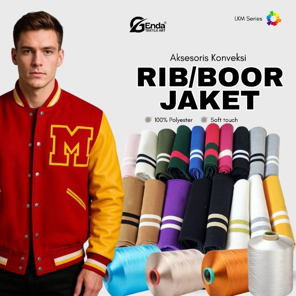 Kain rib bur jaket polyester rajut halus mengganti rib jaket lebar kain 90cm untuk kerah lengan dan 