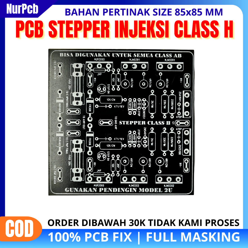 NUR PCB - PCB Stepper Injeksi Class H Untuk Power Amplifier Class AB OCL VCC 32-110VAC Fullmasking