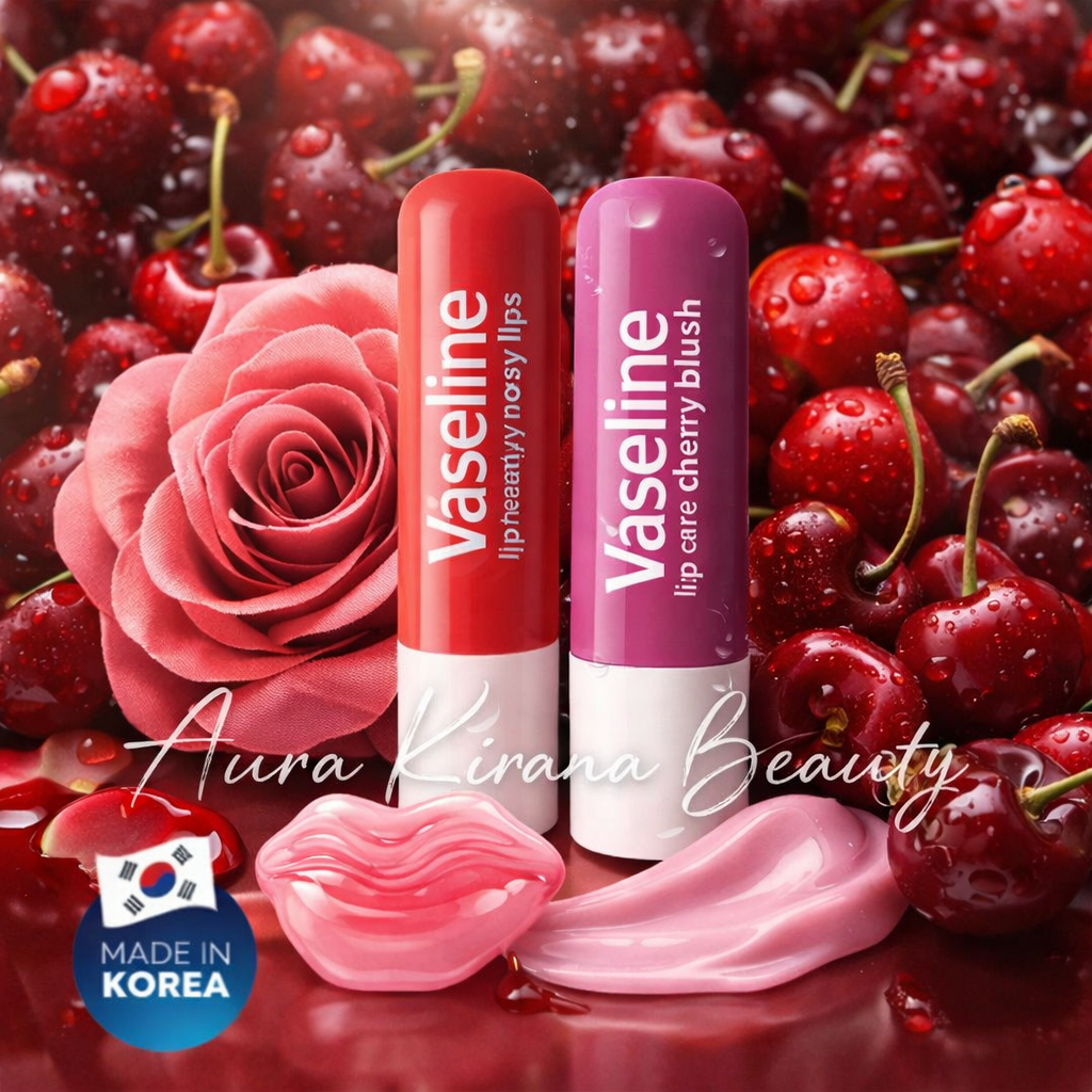VASELINE LIP CARE ROSY LIPS WITH PETROLEUM JELLY 4.8 GRAM LIPSTIK BALM STRAWBERRY / CHERRY VASELINE 