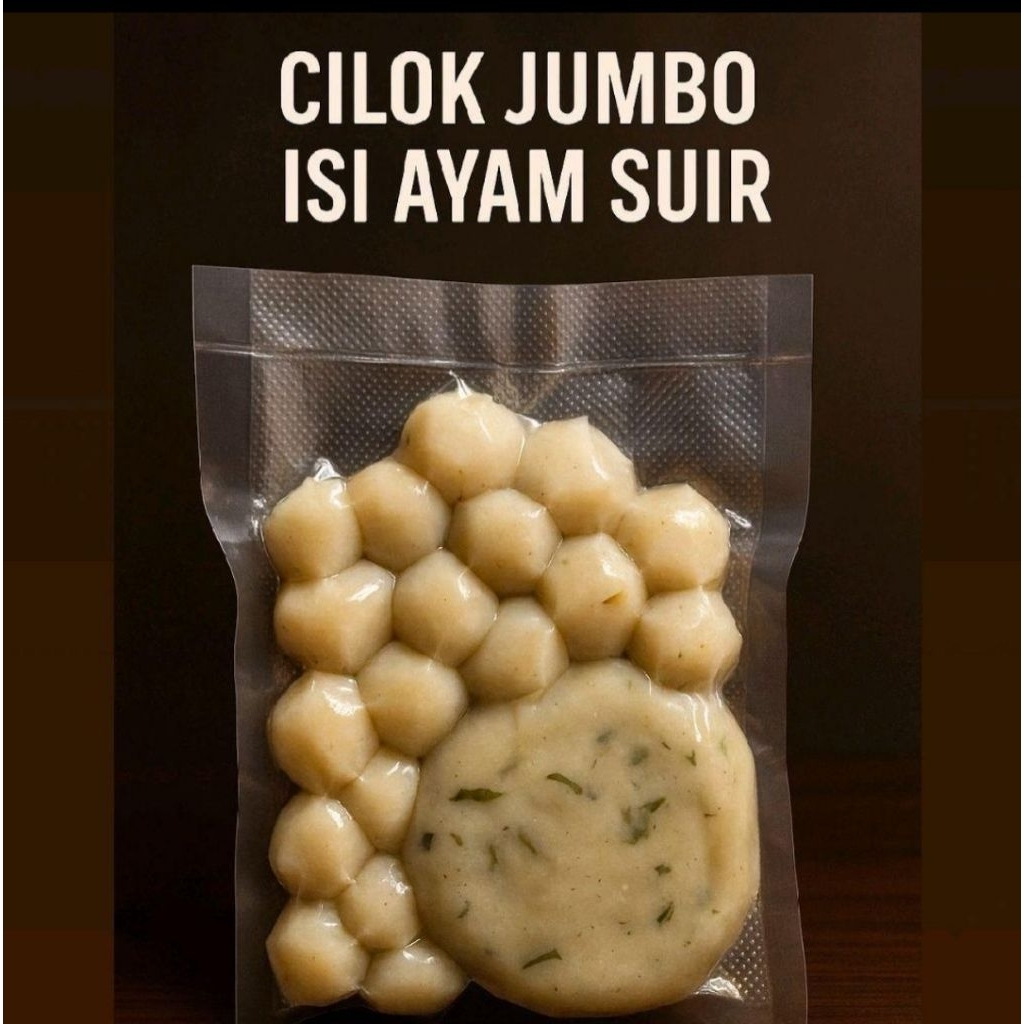 Cilok jumbo isi ayam suir pedas