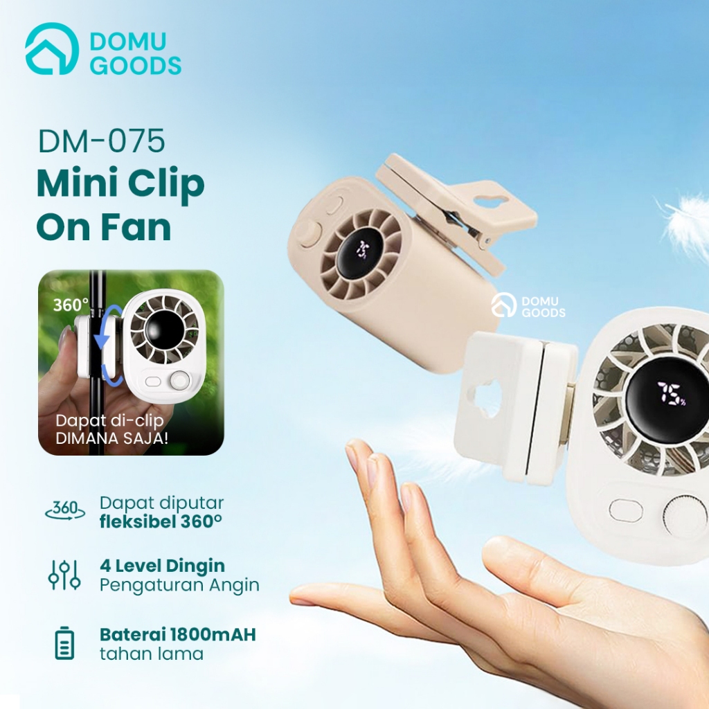 DOMU Mini Clip-On Fan / umbrella fan / kipas angin mini / kipas angin jepit / kipas angin portable /