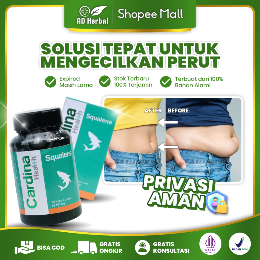 Obat Pengecil Perut Buncit, Obat Pelangsing Perut Buncit Pria/Wanita, Obat Diet Cardina Squalene