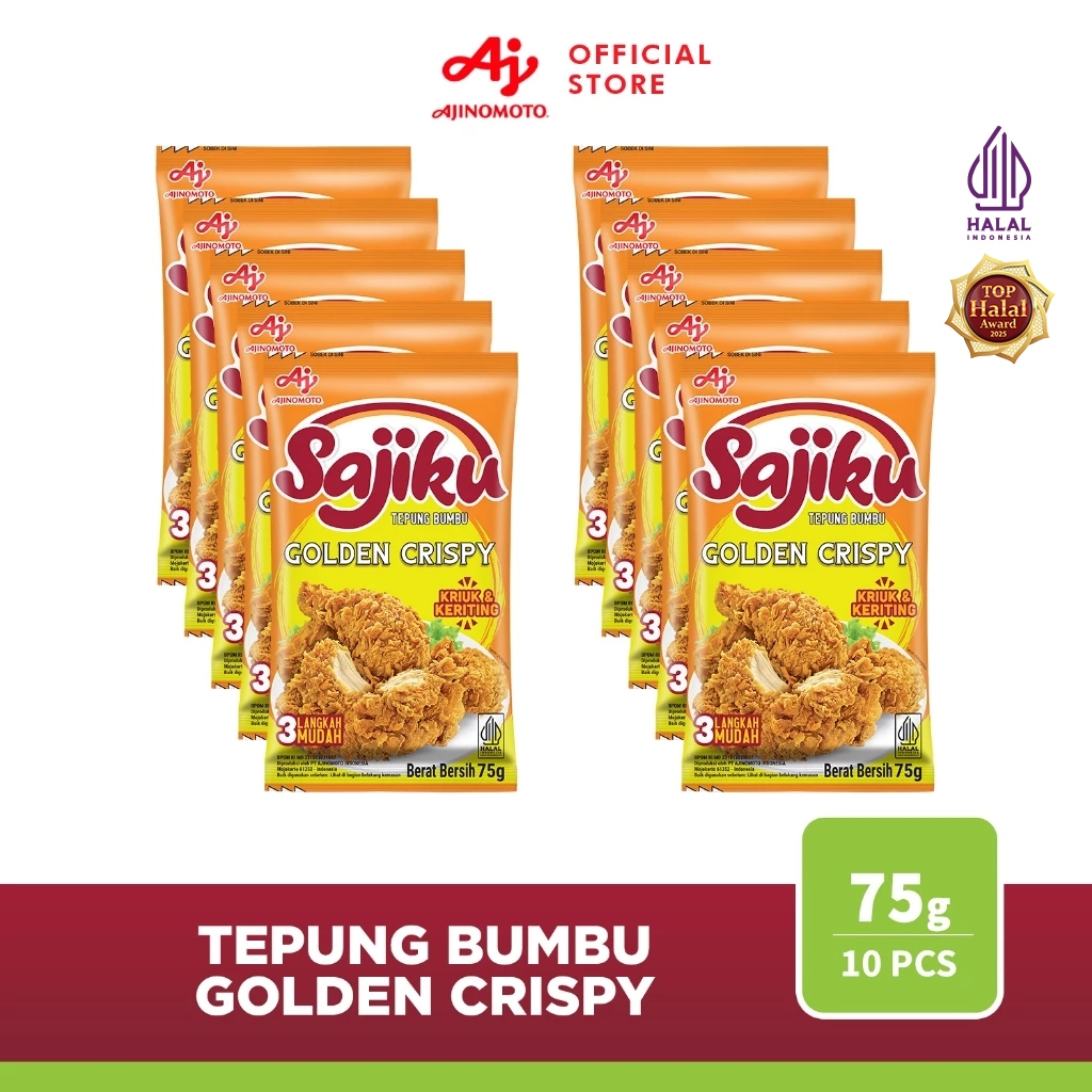 Sajiku® Tepung Bumbu Golden Crispy 75G (10pcs) - Hasil Gorengan Keriting Dan Renyah