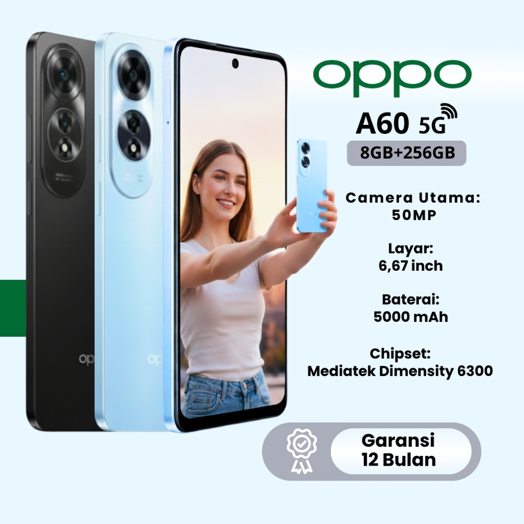 HP OPPO A60 LTE 5G RAM 8GB+256GB Large Battery 5000 mAh SUPERVOOC Garansi 1 Tahun