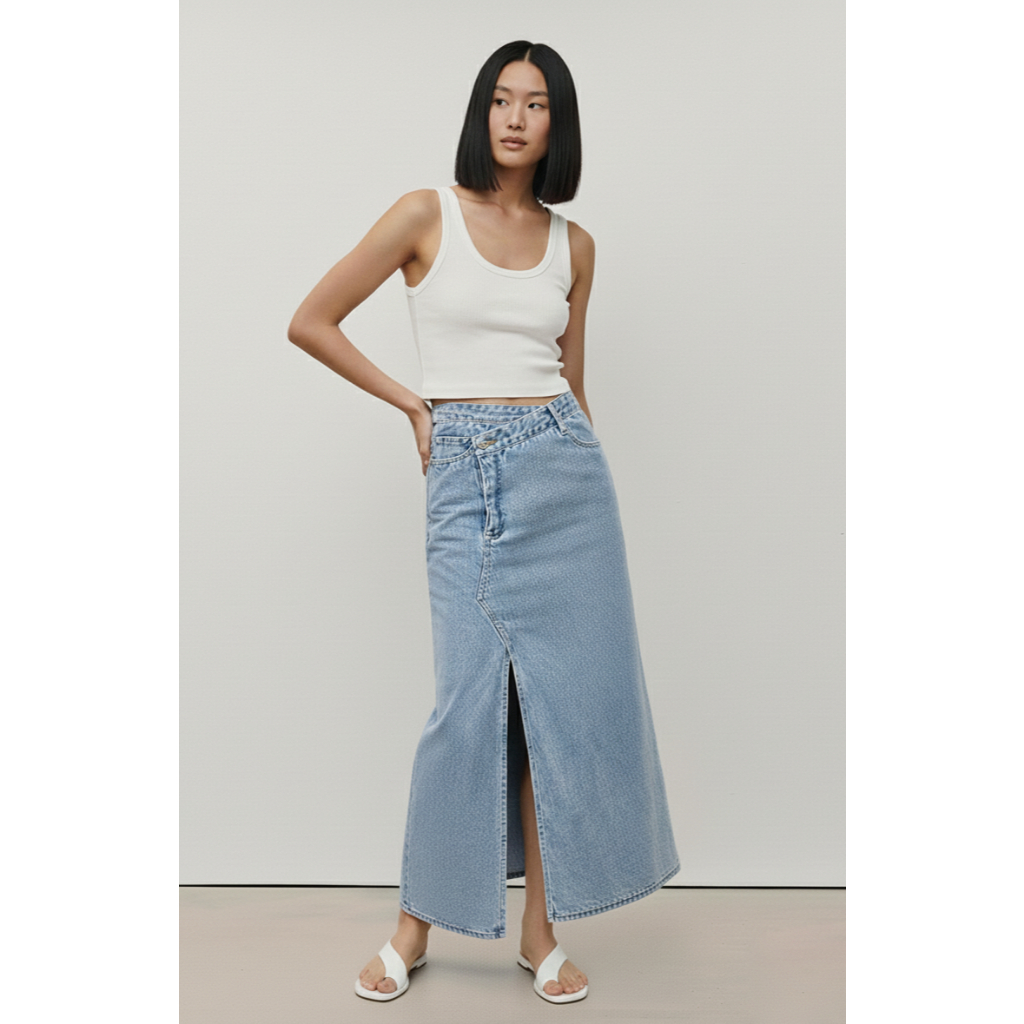 ODIVA Rea Rok Maxi Jeans | Rok Denim Jins Panjang Wanita