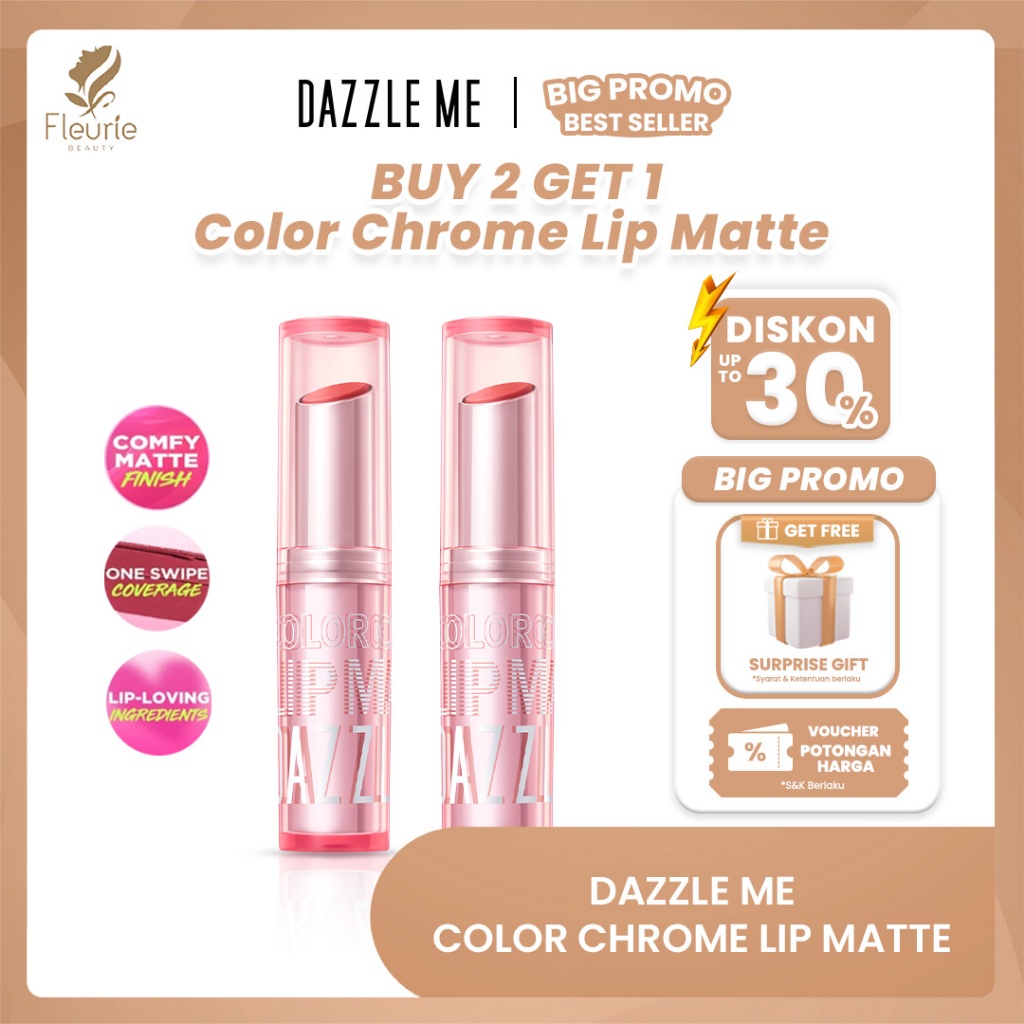 Dazzle Me Color Chrome Lip Matte - Lipstick Lip Matte Lip Color Matte Finish Waterproof Dazzle Me