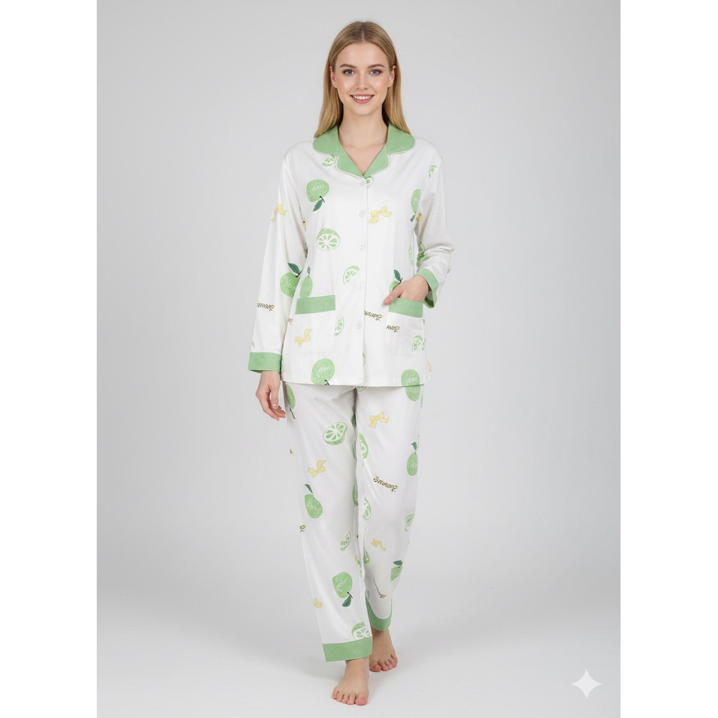 Piyama Wanita Korea/Piyama Korea/Baju Tidur Wanita Piyama/Setelan Piyama Korea/Piyama Lengan Pendek/