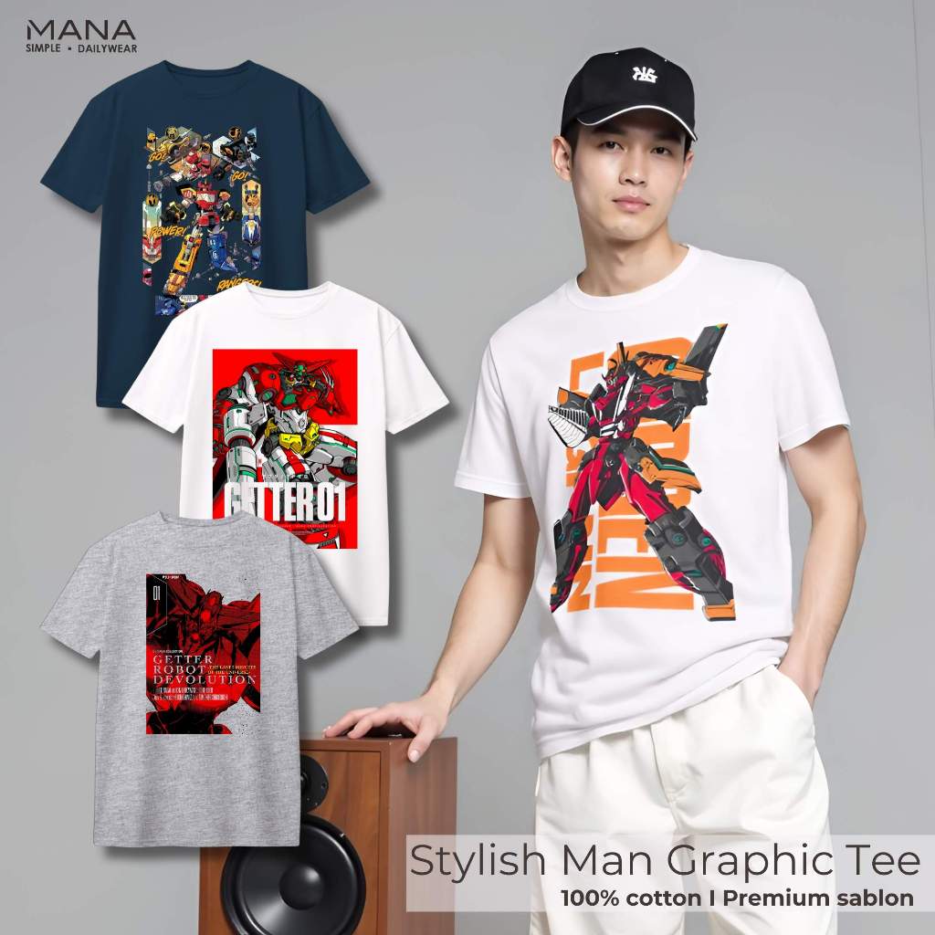 baju kaos pria cowok vintage robot japan keren - t shirt pria robot anime keren - kaos baju oversize