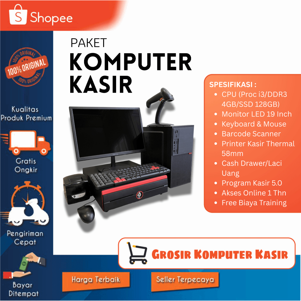 PAKET KOMPUTER KASIR | SET KOMPUTER KASIR LENGKAP BUAT TOKO | SET KOMPUTER KASIR | SET KOMPUTER KASI