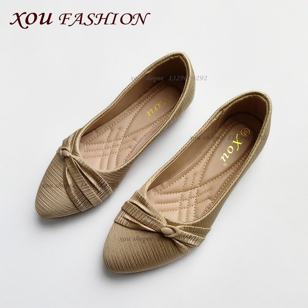 XOU Fashion Brand Sepatu Flatshoes Wanita Sepatu Kerja Balet Import