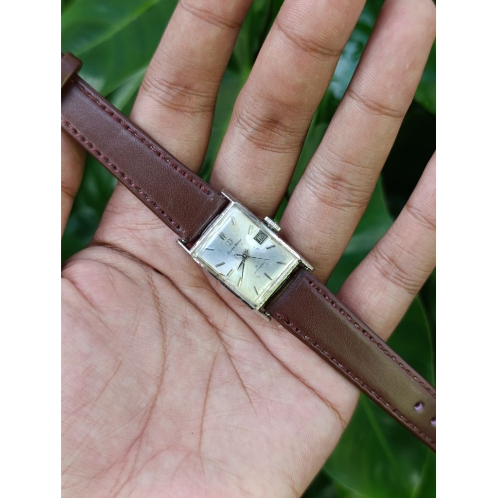 Jam Tangan Vintage Citizen Date Star Tank White Gold Plated 1960