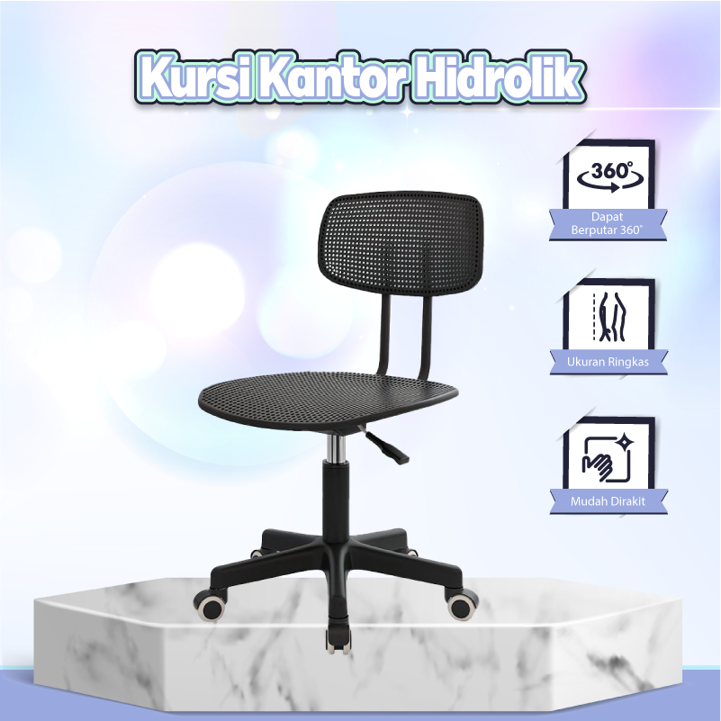 Kursi Kantor Putar Kursi Kerja Minimalis Kursi Belajar Beroda Plastik Tebal Dan Sandaran Nyaman