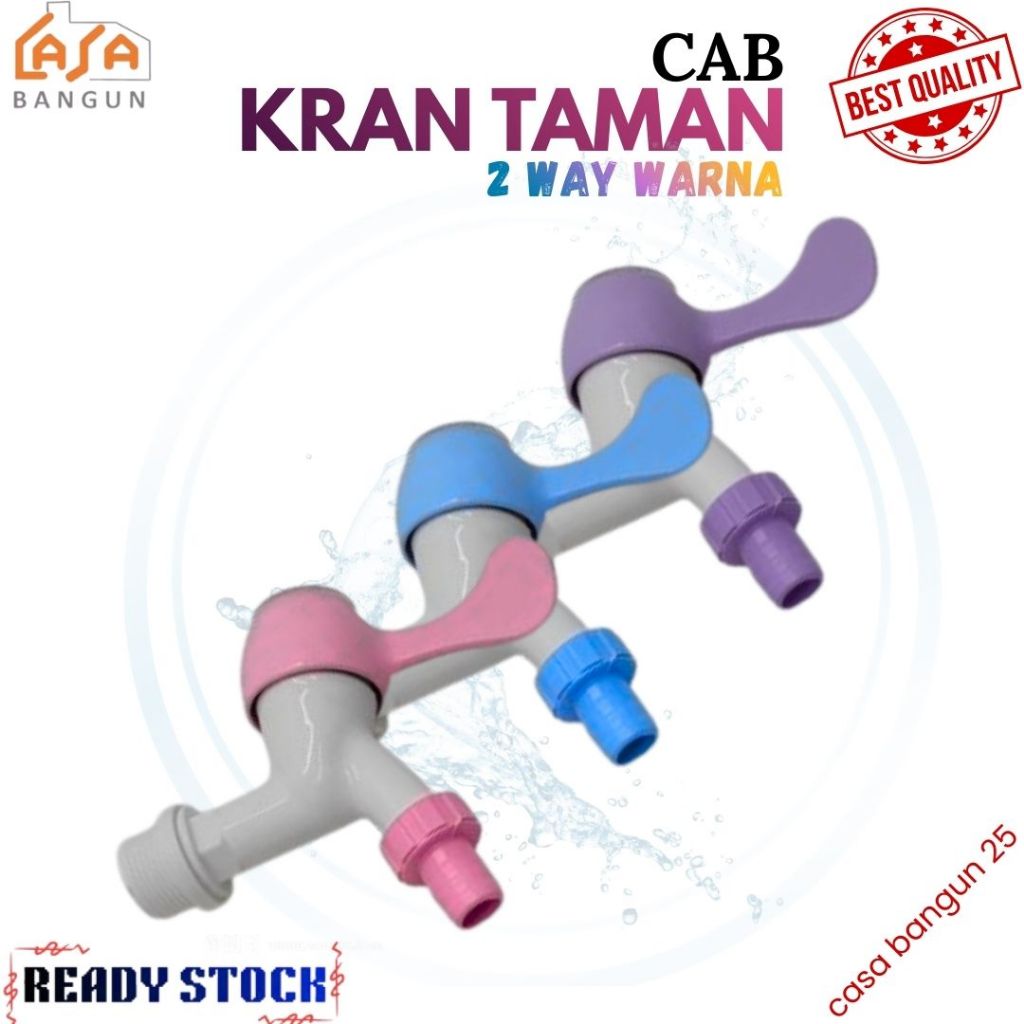 Kran Taman PVC 2 way warna CAB 1/2"inch