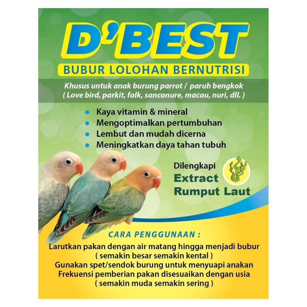 Pakan Lolohan Bubur Lolohan DBEST D'BEST Lovebird Parrot Falk Parkit