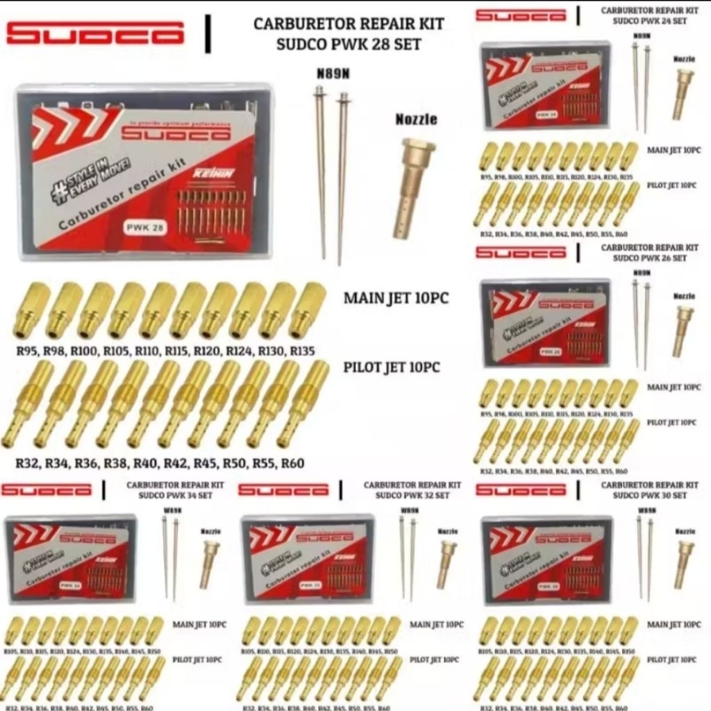 pilot jet mainjet pwk Keihin sudco pwk 24 pwk26 pwk 28 set PJ MJ main jet karburator carbu pilot jet