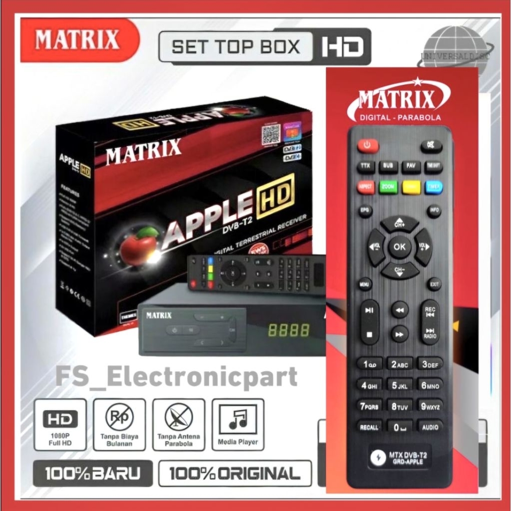 REMOTE STB MATRIX APPLE MERAH DVB-T2